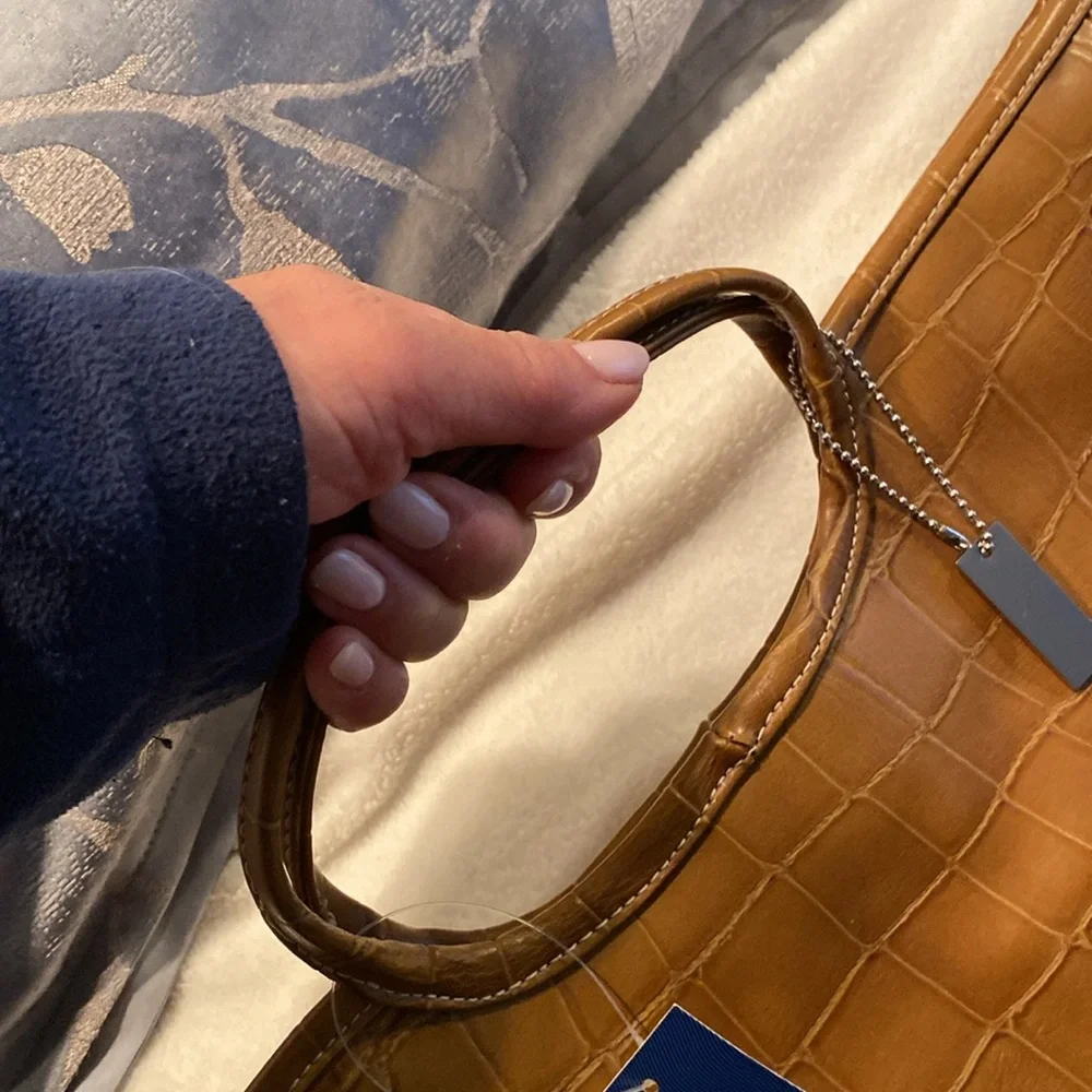 Charter Club Tan Crocodile Embossed Handbag